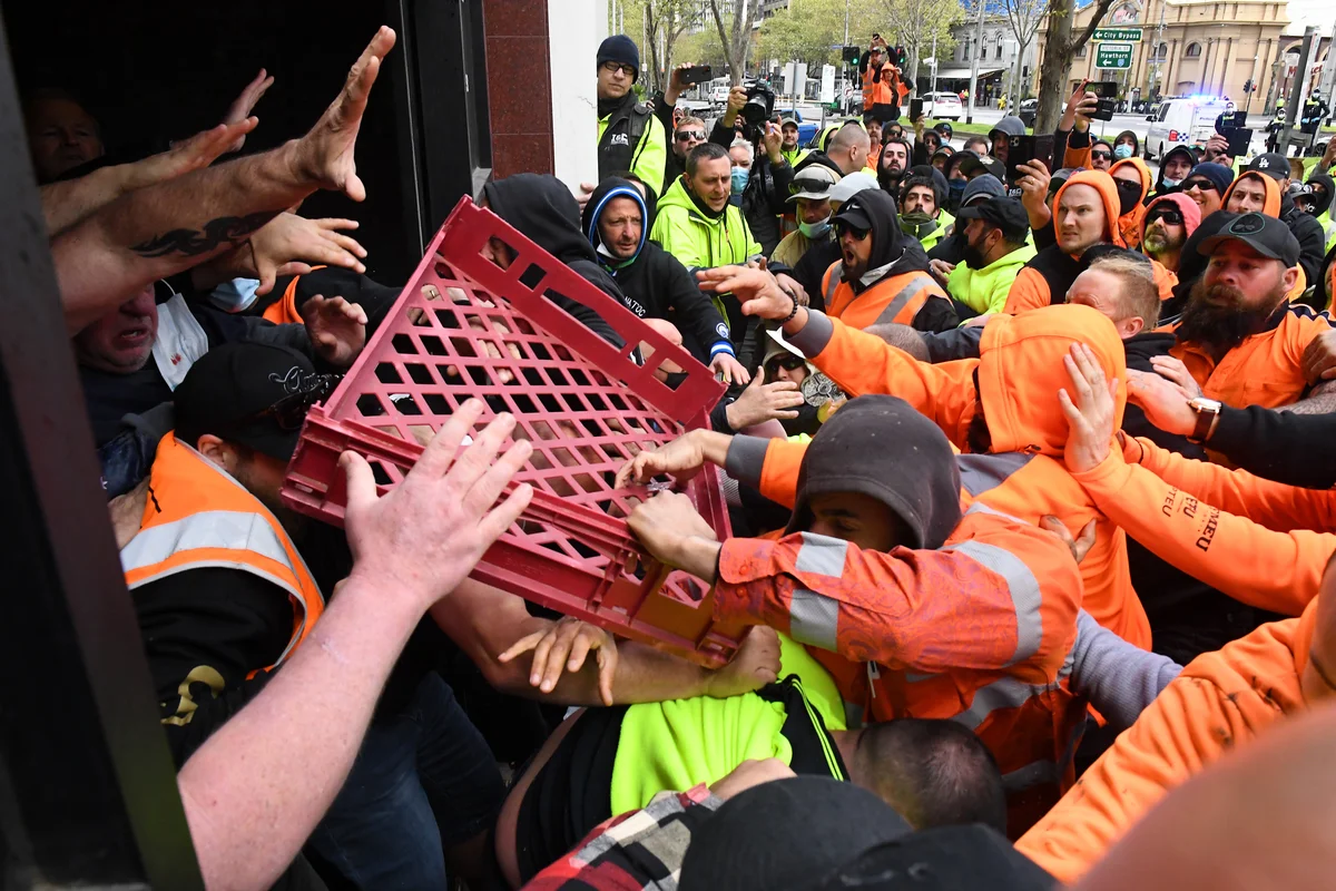 Graphic Video Emerges Of Dog Being Kicked At Tradie Protest In Melbourne Graphic Video Emerges Of Dog Being Kicked At Tradie Protest In Melbourne