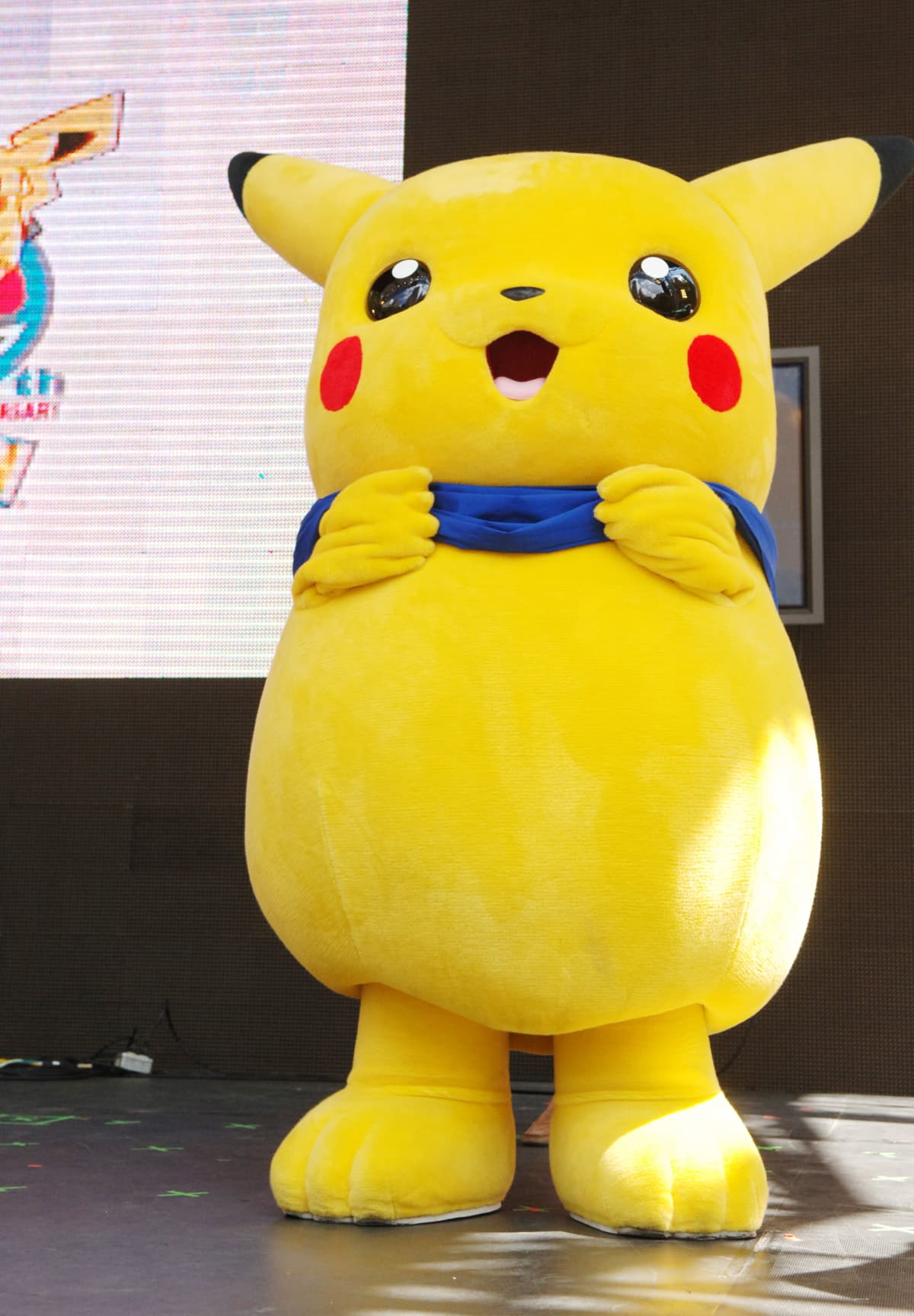 Picachu during Fans Gather in Bryant Park for The Pokemon Party of The Decade at Bryant Park in New York City, NY, United States. (Photo by Stephen Lovekin/WireImage)