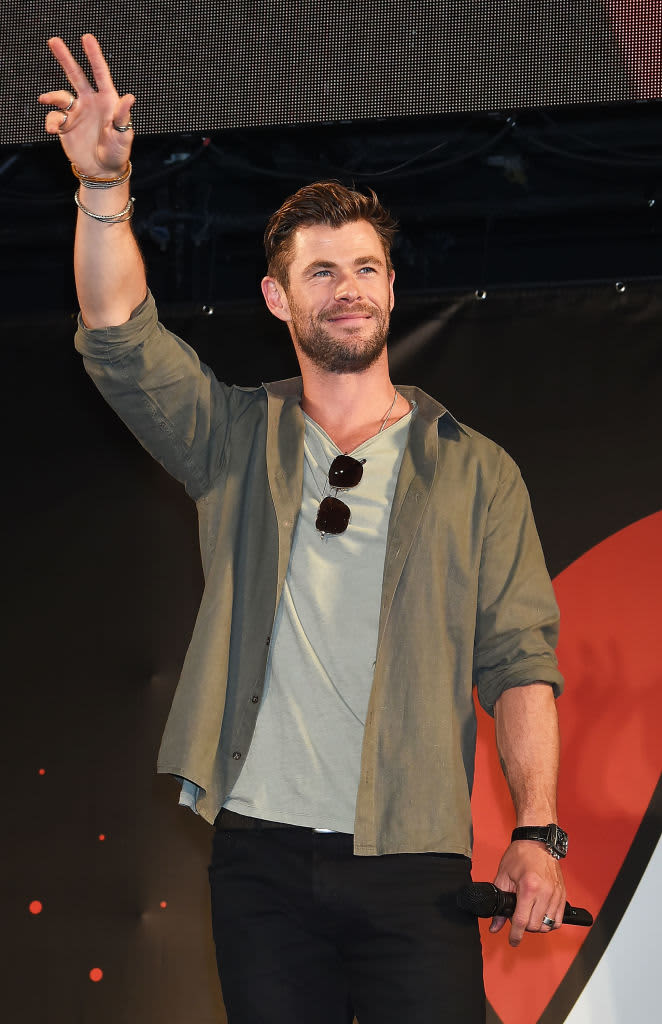 CHIBA, JAPAN - NOVEMBER 23:  Chris Hemsworth attends the talk event during the Tokyo Comic Con 2019 at Makuhari Messe on November 23, 2019 in Chiba, Japan.  (Photo by Jun Sato/WireImage)