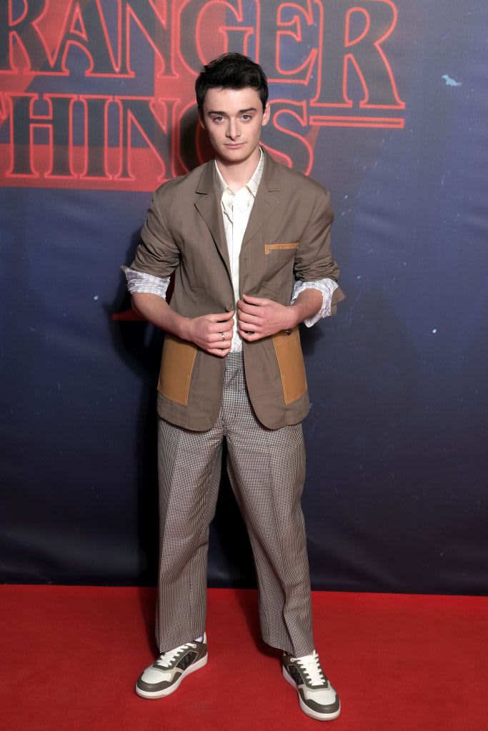 BEVERLY HILLS, CALIFORNIA - MAY 27: Noah Schnapp attends Netflix Hosts "Stranger Things" Los Angeles FYSEE Event at Netflix FYSee Space on May 27, 2022 in Beverly Hills, California. (Photo by Jon Kopaloff/Getty Images,)