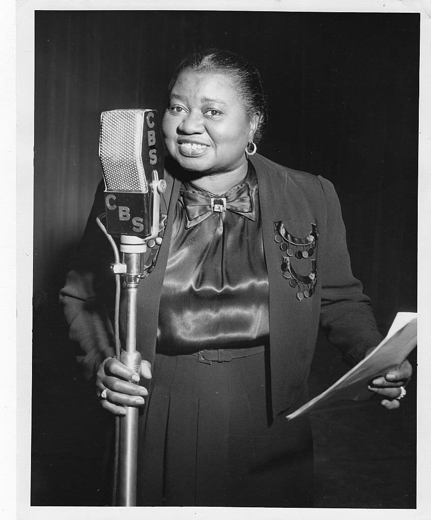 WASHINGTON, DC - APRIL 9:  This photo of Hattie McDaniel is on the wall just outside the Theater at Howard University on April 9, 2010. (Photo by Tracy A Woodward/The Washington Post via Getty Images)