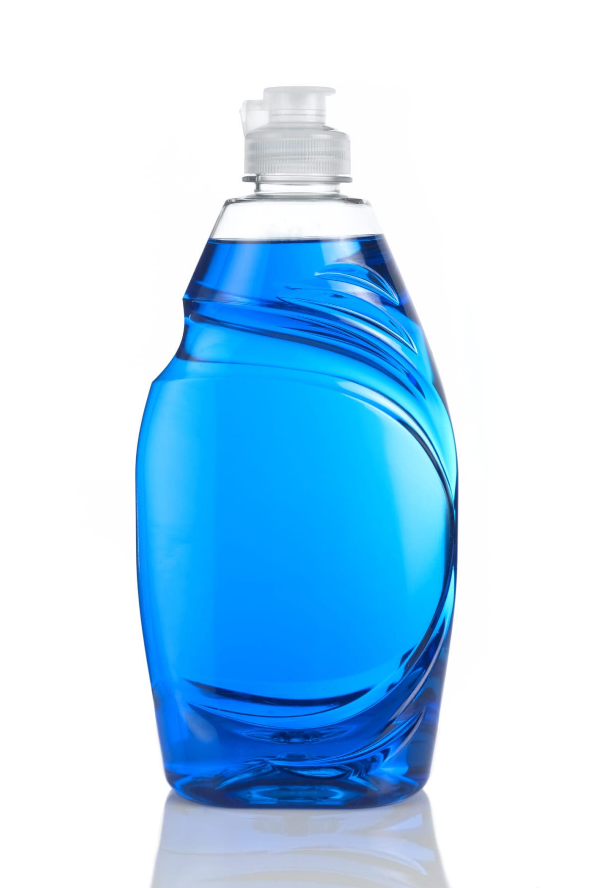blue kitchen cleaner with reflection