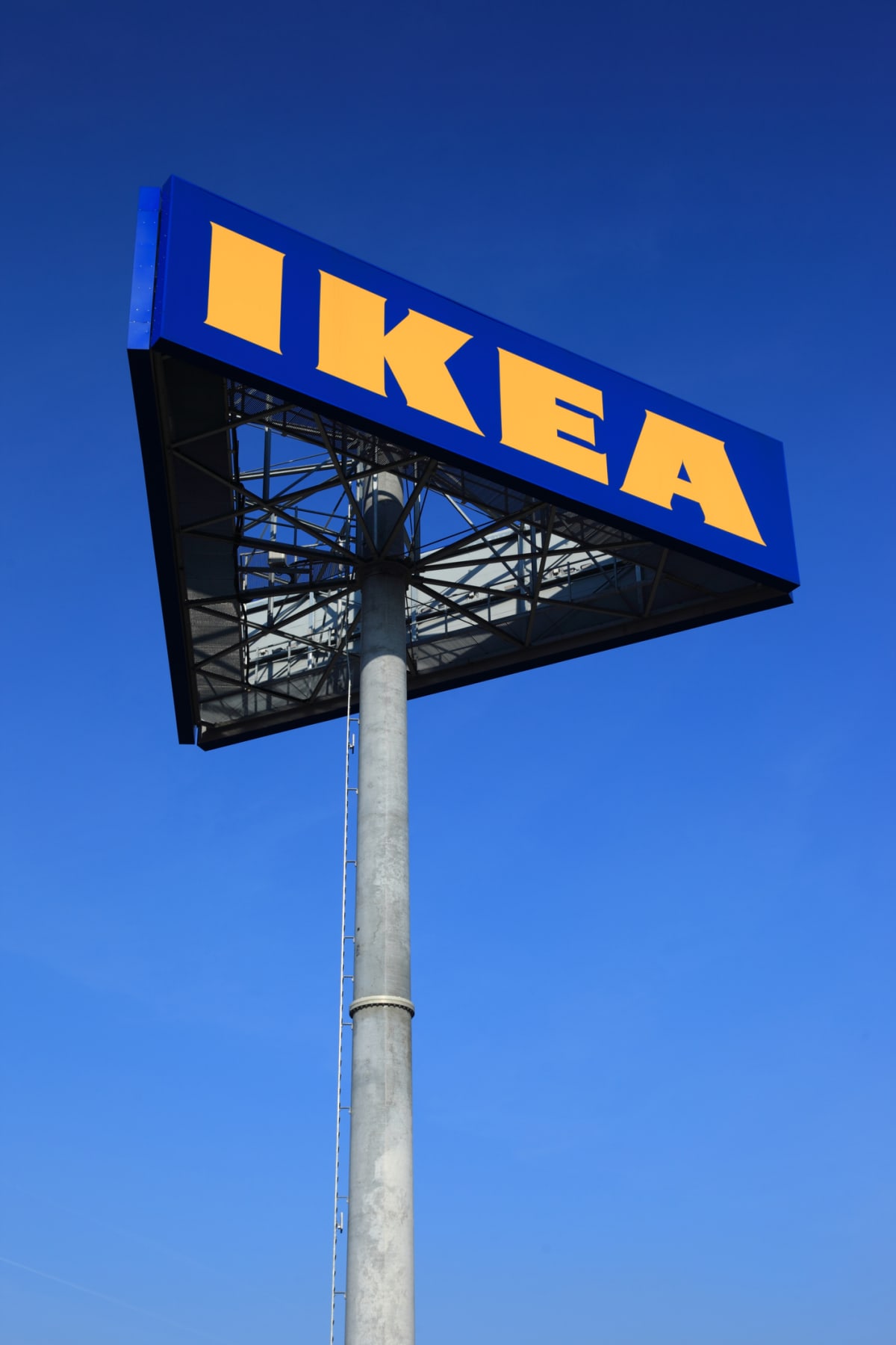The IKEA logo on a signboard.