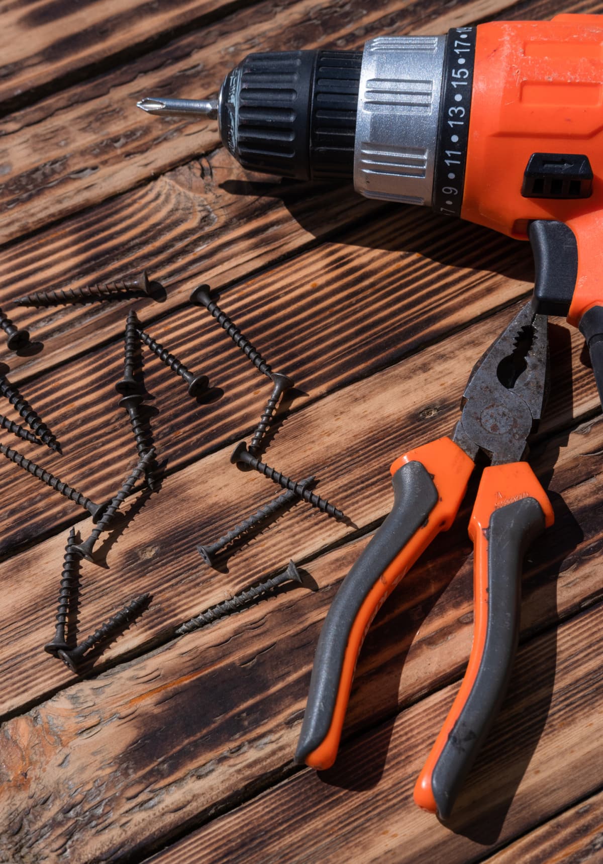 Tools for construction on a wooden background