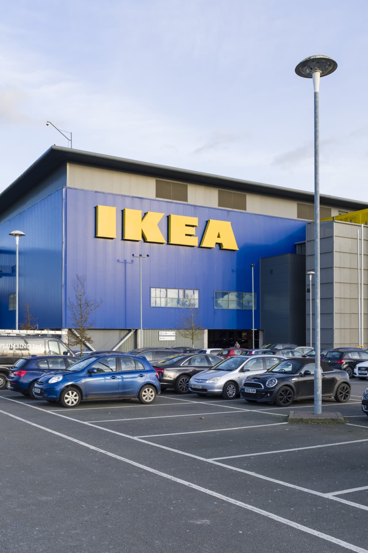 Milton Keynes, UK - February 12, 2020. Ikea store with car parks and cars in Milton Keynes