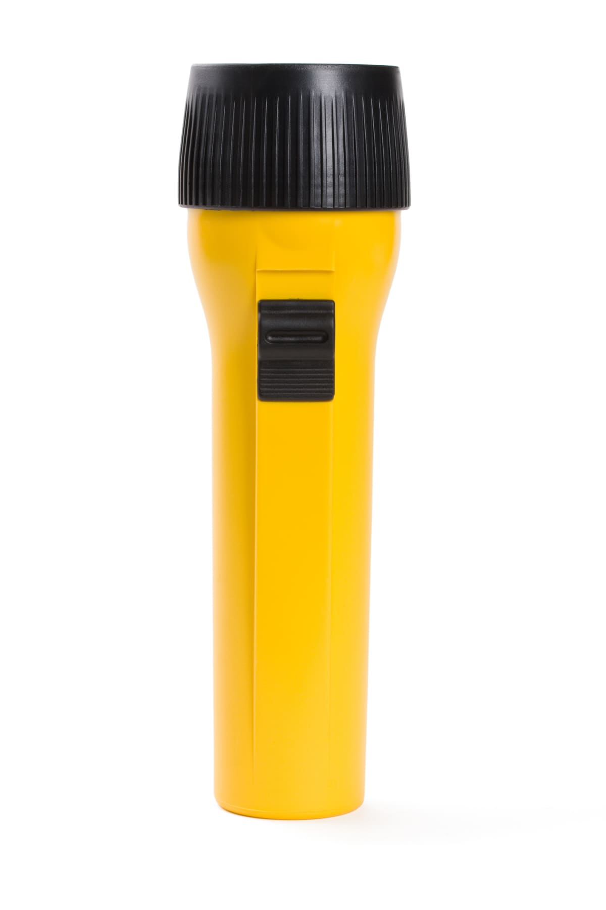 Yellow flashlight isolated on white.