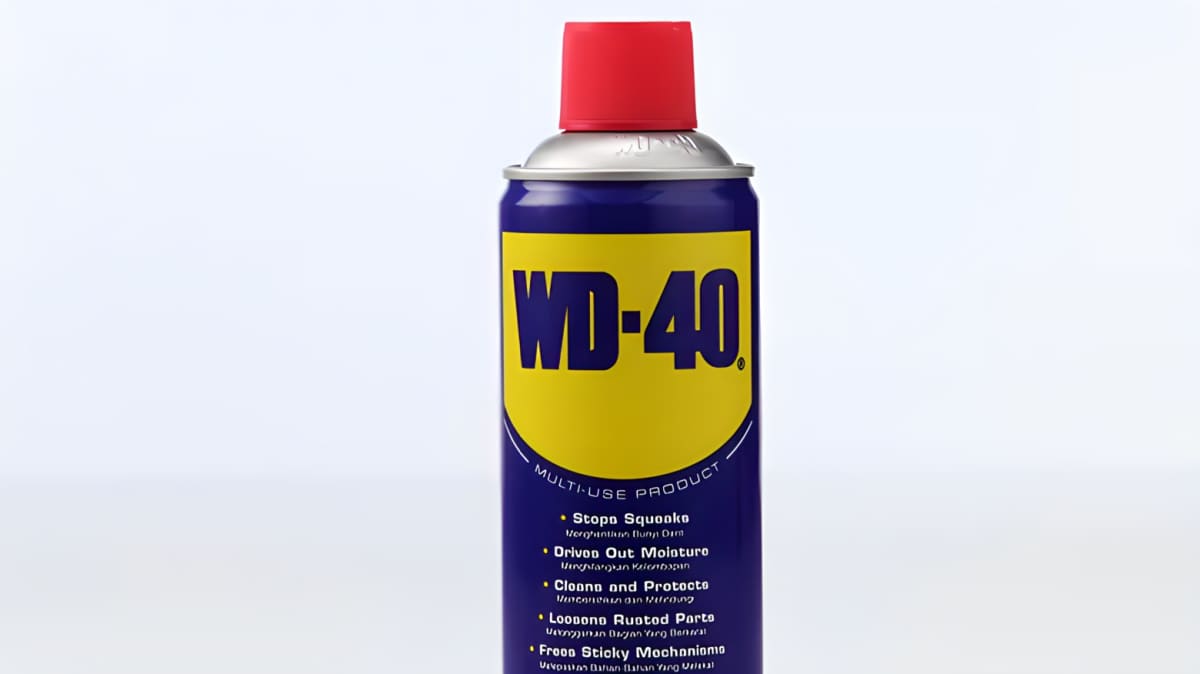 A can of WD-40 on a white background 