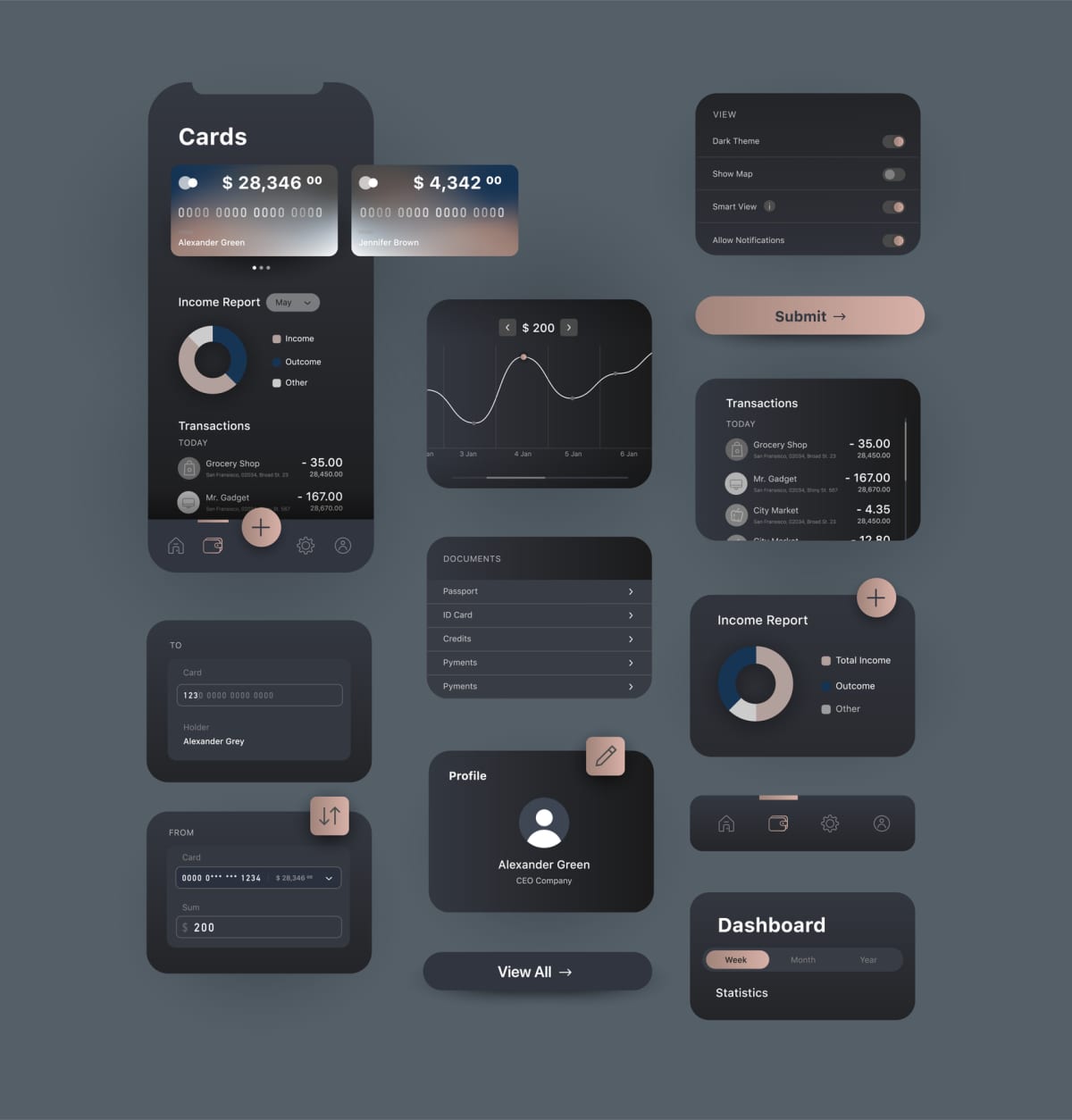 User interface design elements, widgets on an android home screen