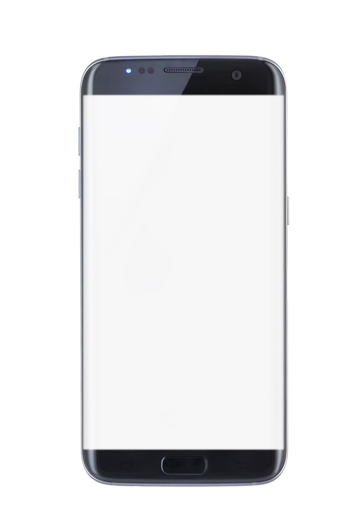 Android samsung smartphone with a blank screen isolated on white background