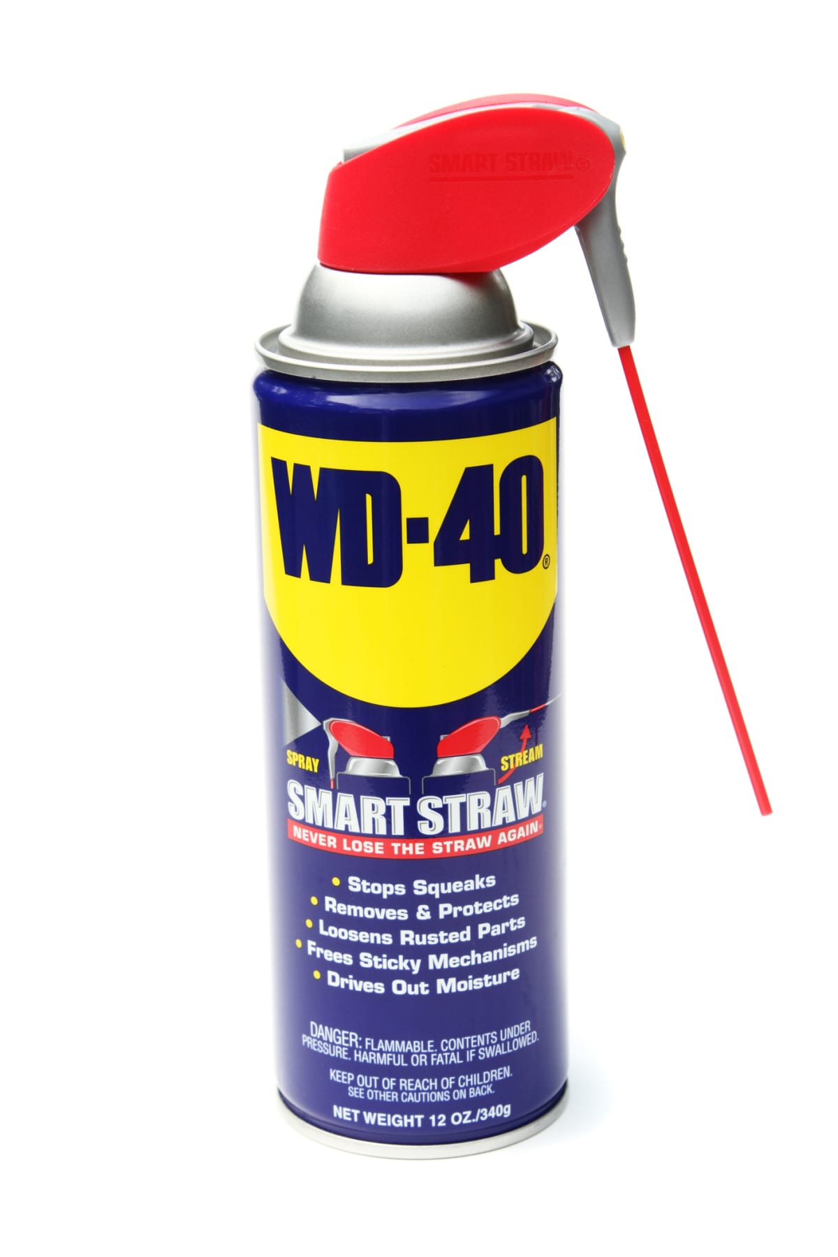 Product shot of a spray can of WD-40