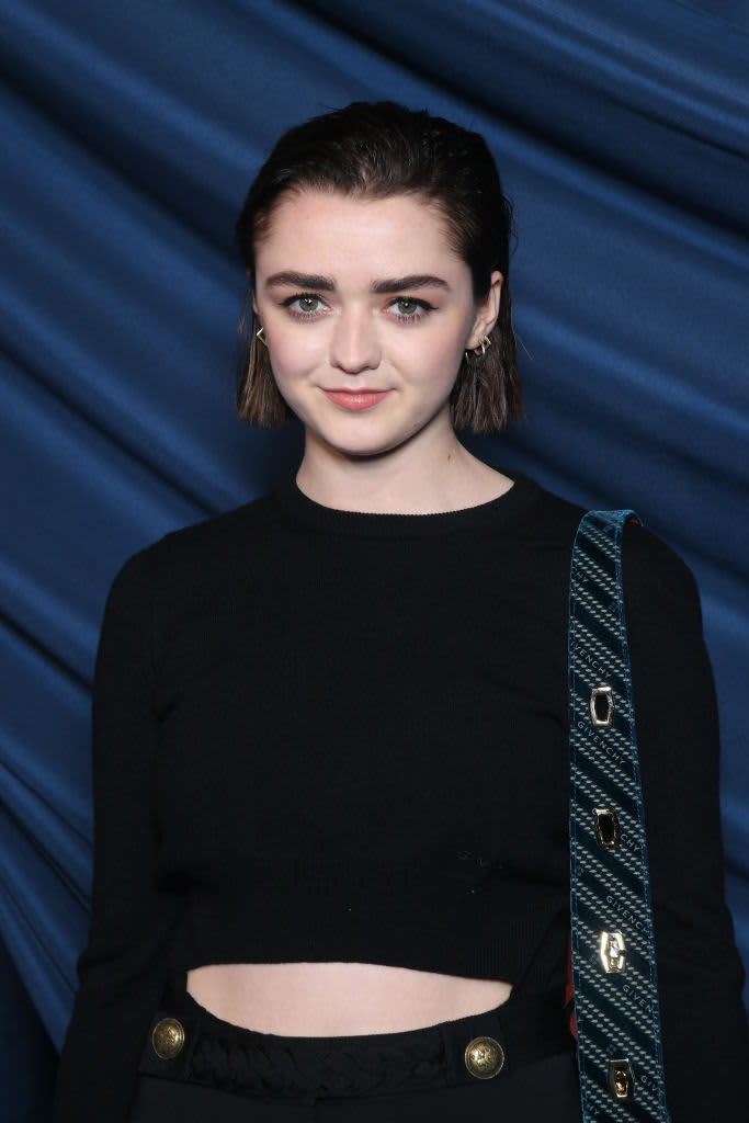 LONDON, ENGLAND - FEBRUARY 19:  Maisie Williams attends the Reuben Selby presentation "THE WILL TO FORM" during London Fashion Week February 2022 at Copeland Gallery on February 19, 2022 in London, England.  (Photo by David M. Benett/Dave Benett/Getty Images)