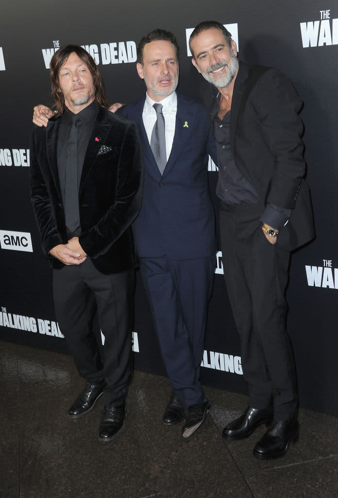 LOS ANGELES, CA - SEPTEMBER 27:  Jeffrey Dean Morgan;Andrew Lincoln arrives at the Premiere Of AMC's "The Walking Dead" Season 9 at DGA Theater on September 27, 2018 in Los Angeles, California.  (Photo by Steve Granitz/WireImage)