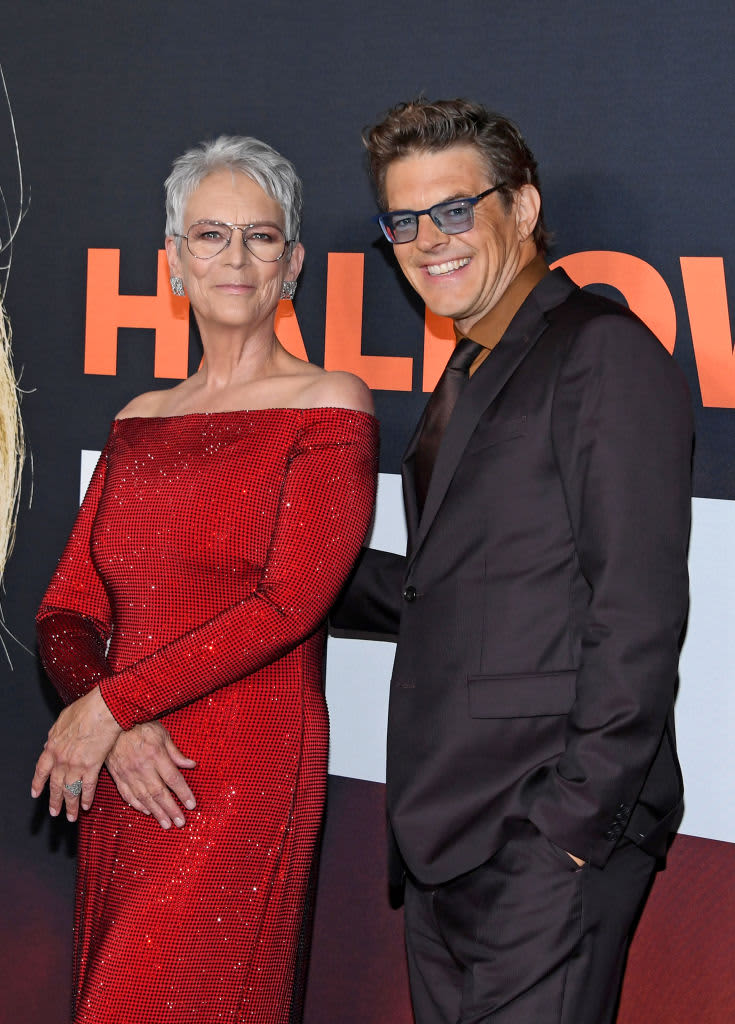 HOLLYWOOD, CALIFORNIA - OCTOBER 11: (L-R) Jamie Lee Curtis and Jason Blum attend Universal Pictures World Premiere Of "Halloween Ends"  on October 11, 2022 in Hollywood, California. (Photo by Jon Kopaloff/Getty Images)