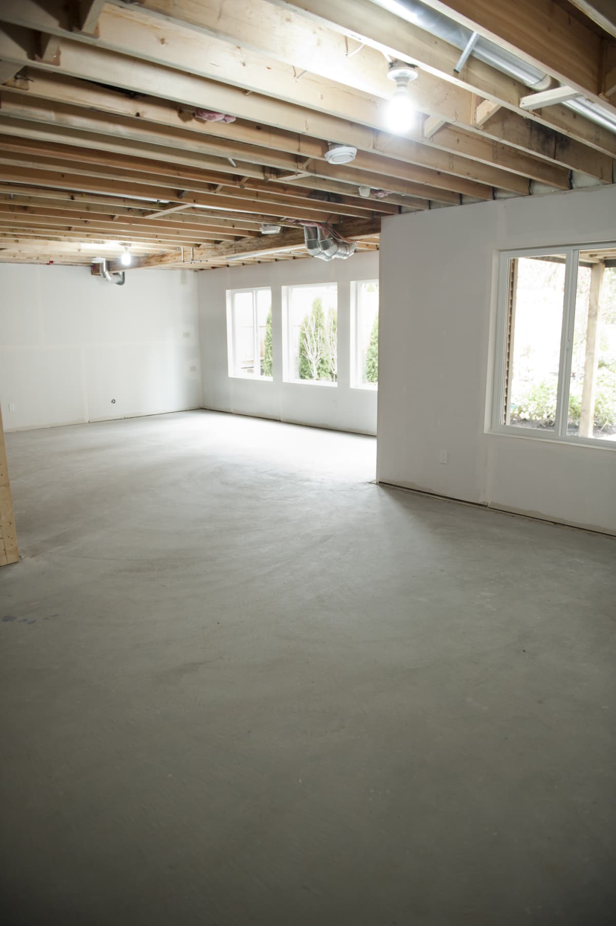 Unfinished basement with white walls