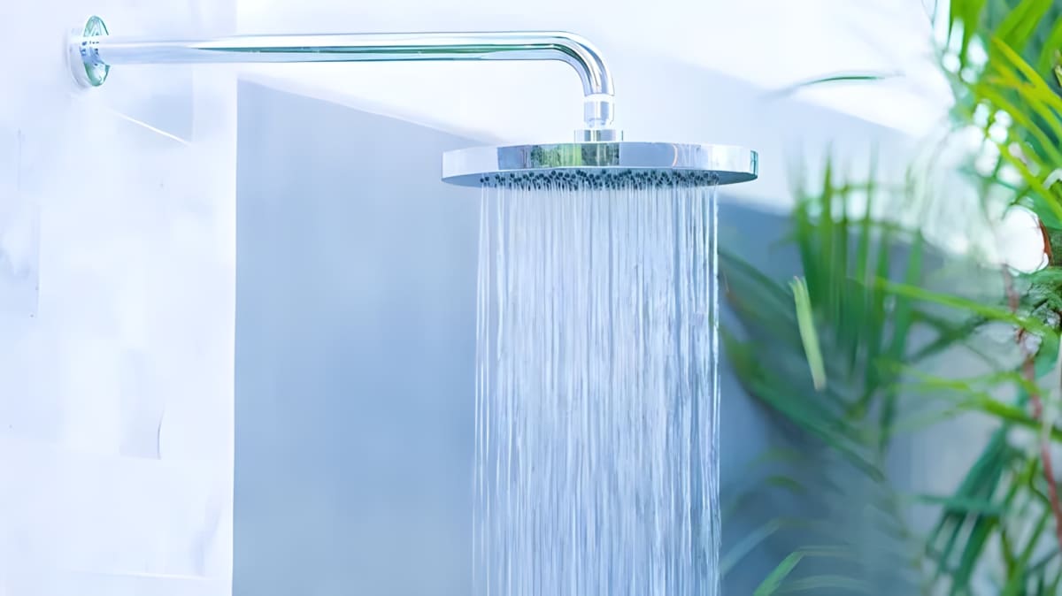 Large showerhead pouring water