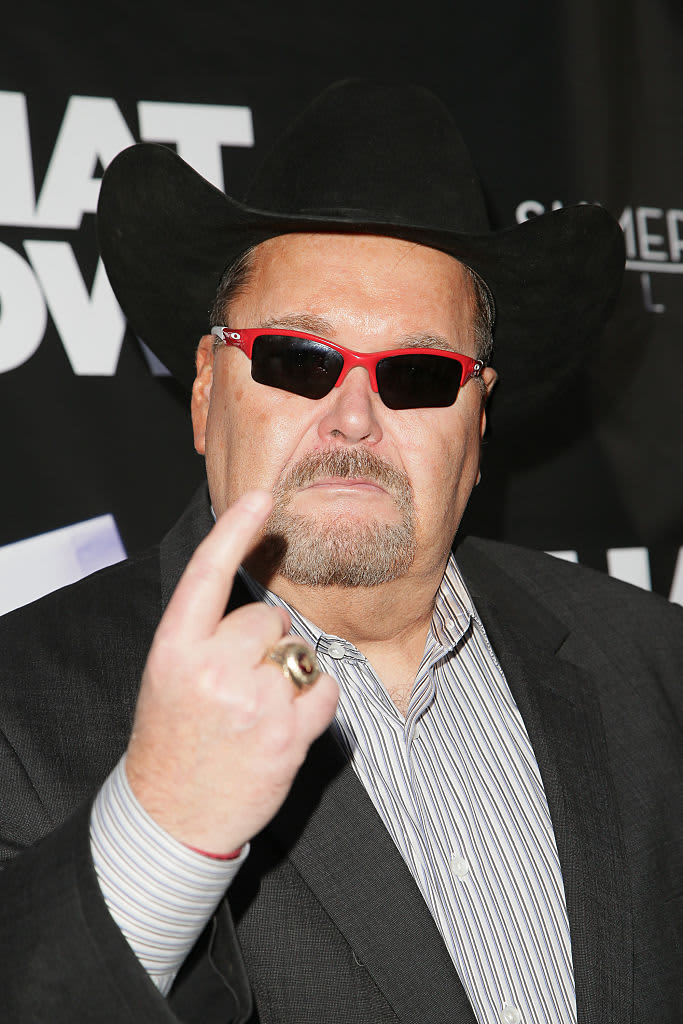 BEVERLY HILLS, CA - MARCH 10:  WWE Hall of Fame announcer Jim Ross attends "What Now"  Los Angeles Film Premiere at Laemmle Music Hall on March 10, 2015 in Beverly Hills, California.  (Photo by Paul Redmond/WireImage)