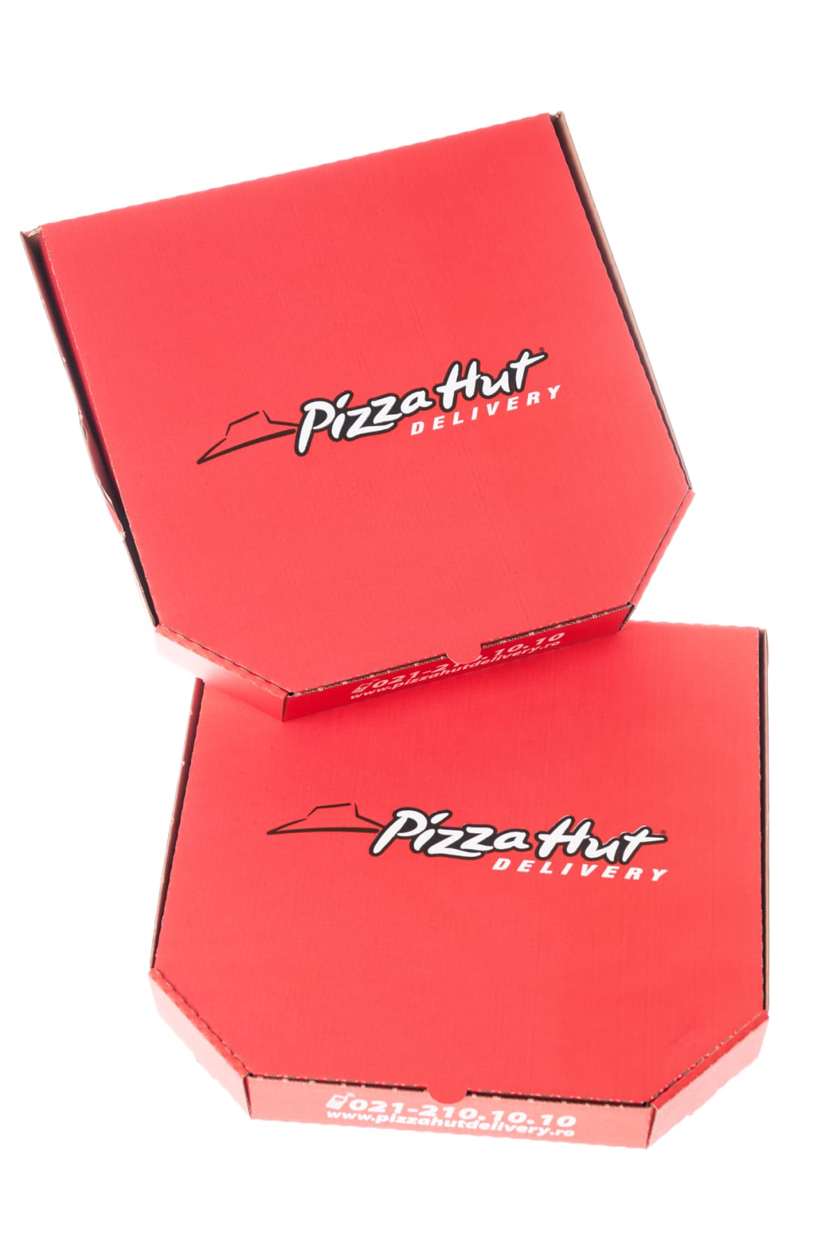 Bucharest, Romania - October 4, 2013: Pizza Hut delivery boxes. 