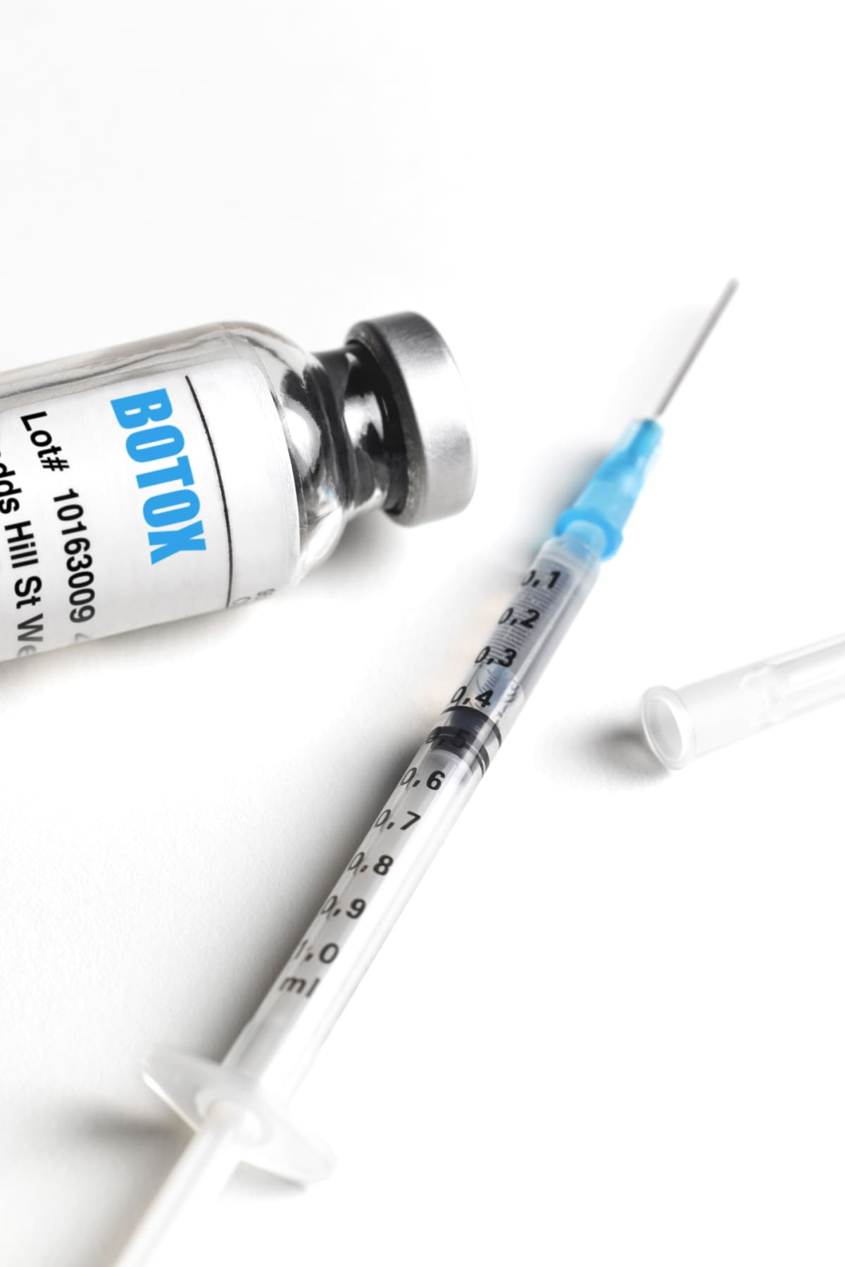 A bottle of Botox and an injection needle