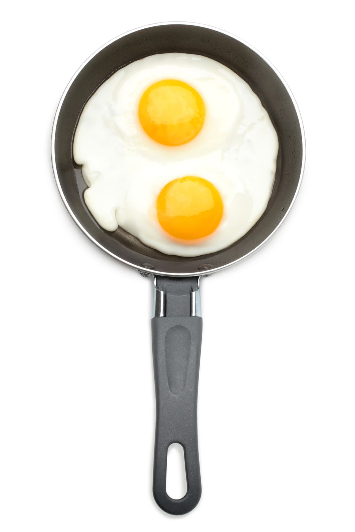 Sunny side up eggs frying in a pan