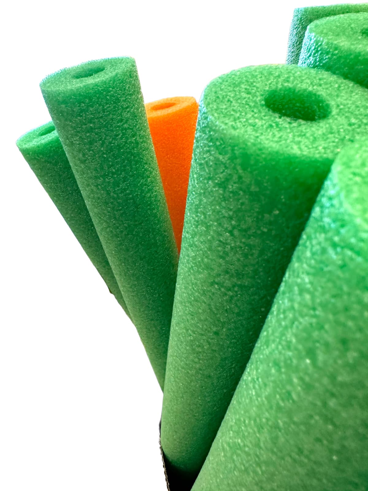 Pool noodles on a white background