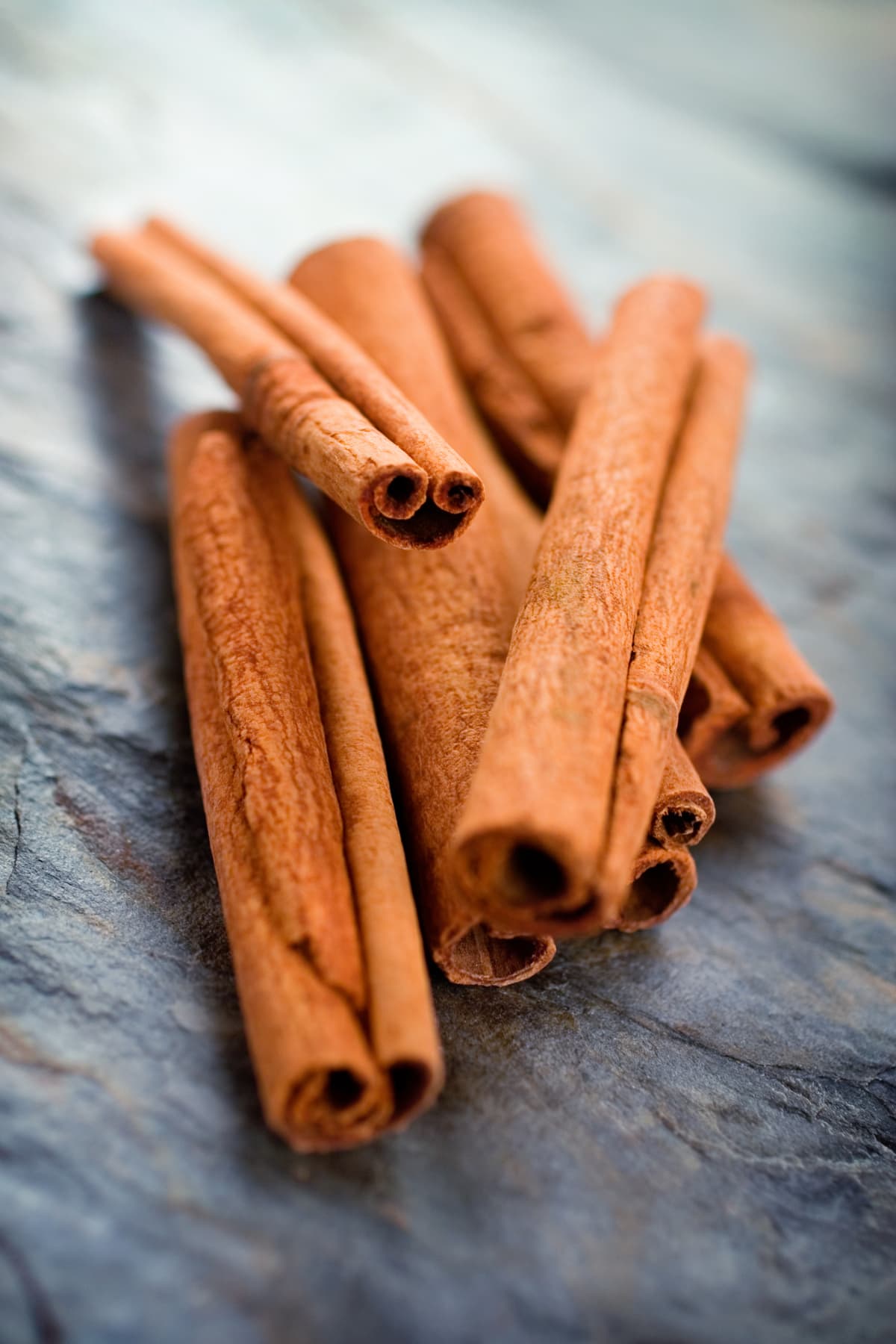 Small sticks of cinnamon bark.  Shallow dof.