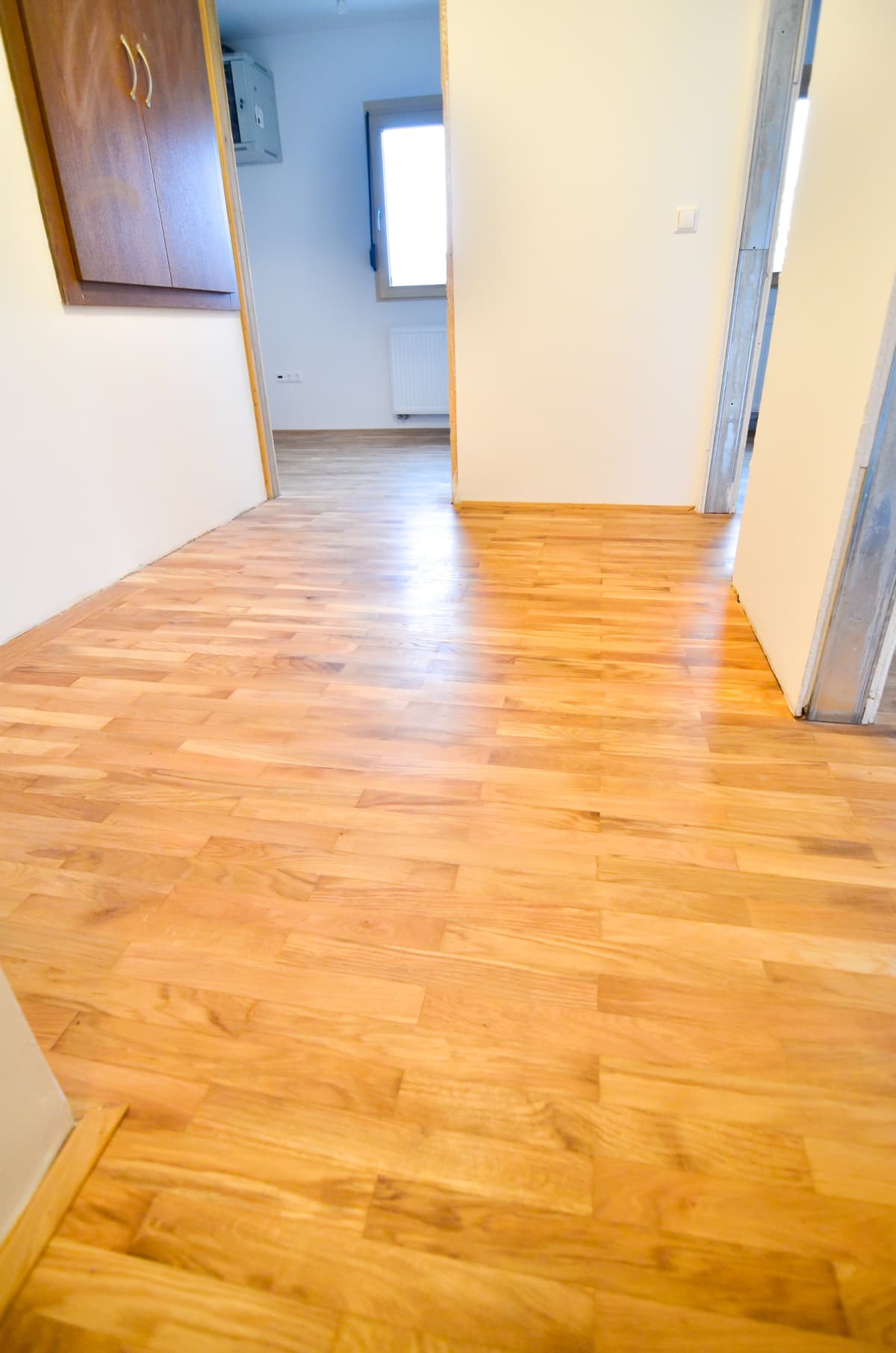 Renovating apartment with parquet wooden hard floor