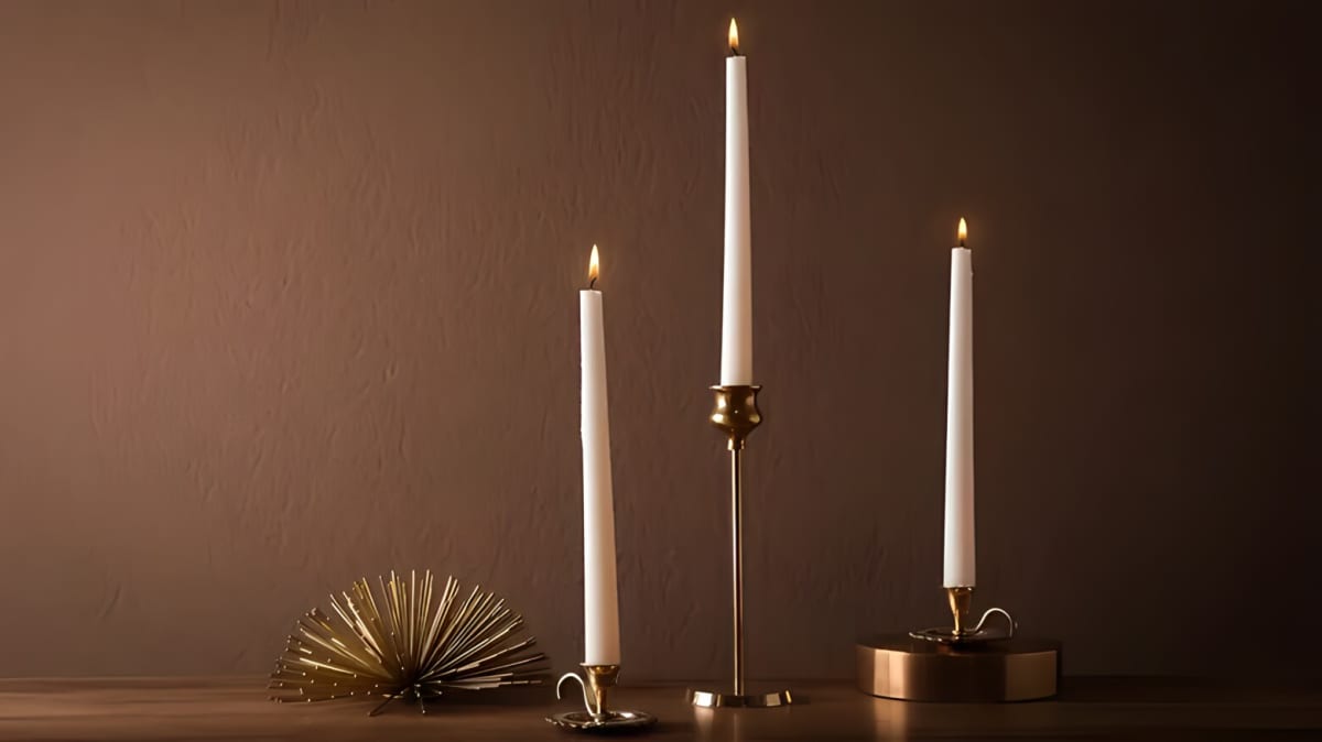Taper candles on a table 